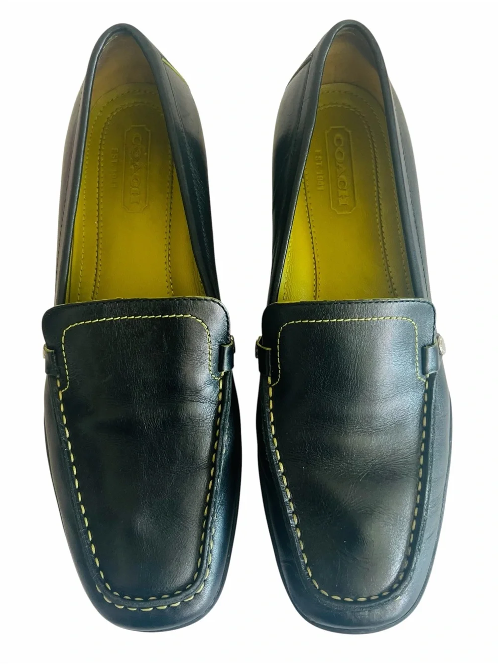 Coach DAISY Loafer Flat Women' Black Leather Slip-On Driving Moc Shoes